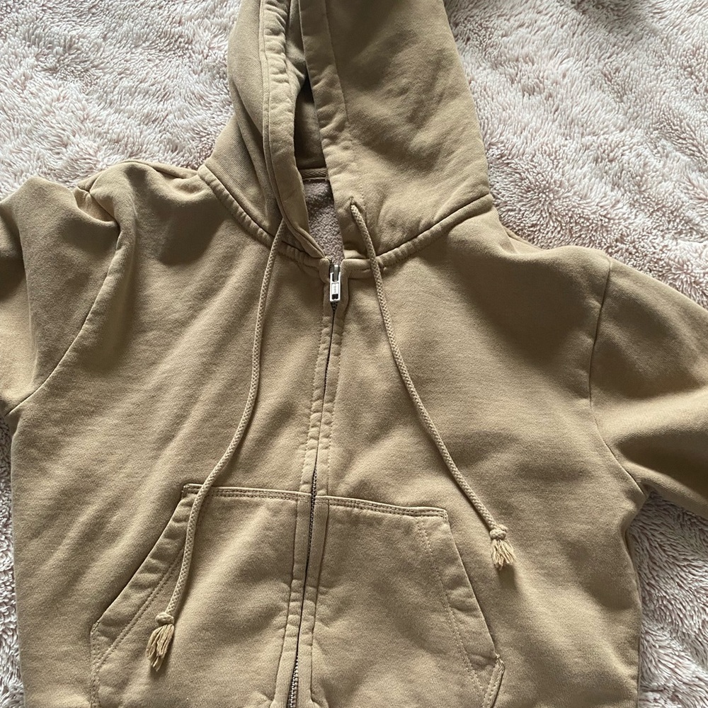 john galt tan cropped zip up - worn once before